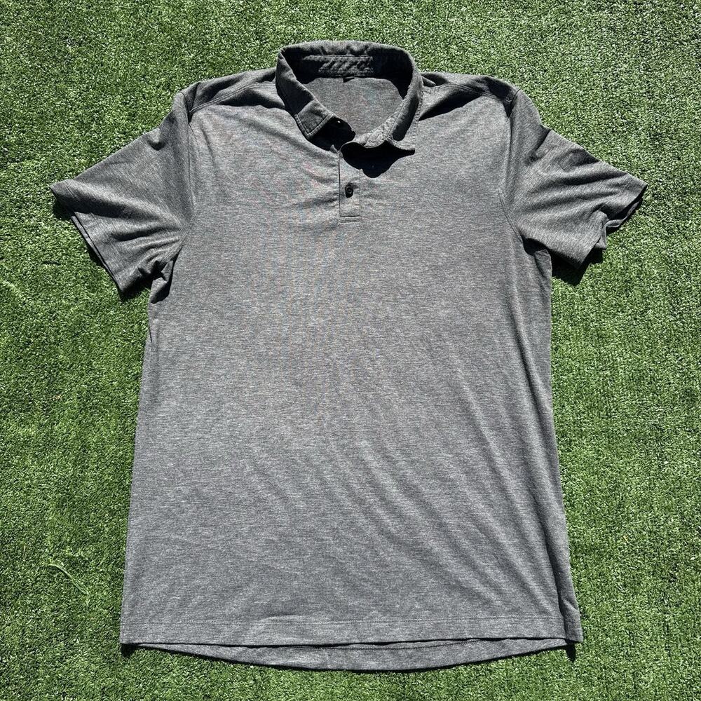 Lululemon Men's Polo Shirt Gray Heather Short Sleeve Performance Size Large